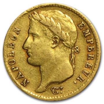 Early 1800's French Napoleon I 20 Francs Gold Coin - Random Date - VF+