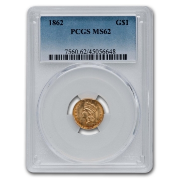 $1.00 Indian Princess Type Three Gold Coins - Random Dates - PCGS/NGC MS-62