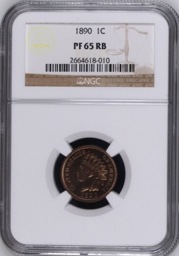 1890 Proof Indian Head Cent Coin - NGC PF-65 RB Red Brown