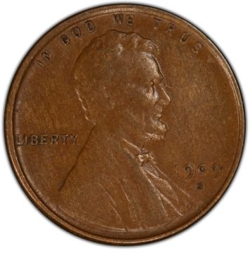 1909-S Lincoln Wheat Cent Coin - Choice Extremely Fine