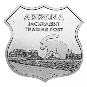 1 oz Silver - Icons of Route 66 Shield Series - Arizona Jack Rabbit Trading Post
