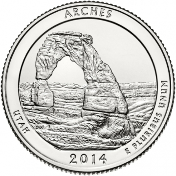 2014 Arches Quarter Coin - P or D Mint - BU