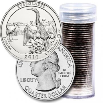 2014 40-Coin Everglades Quarter Rolls - P or D Mint - BU
