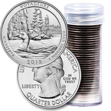 2018 40-Coin Voyageurs Quarter Rolls - P or D Mint - BU