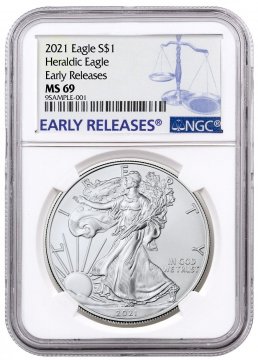 2021 1 oz American Silver Eagle Coin - Type 1 -  NGC MS-69 Early Release