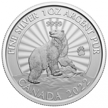 2022 1 oz Canadian The Majestic Polar Bear Coin Coin - Gem BU 