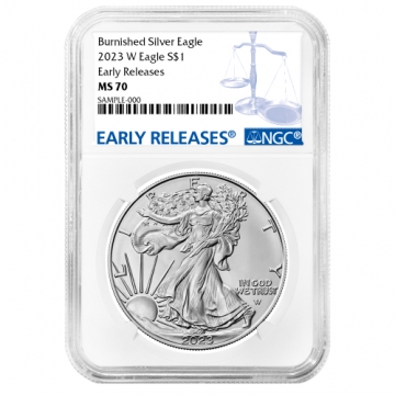 2023-W 1 oz Burnished American Silver Eagle Coin - NGC MS-70 Early Release