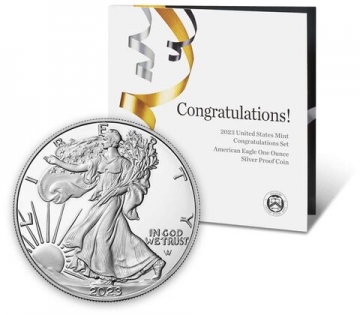 2023-W 1 oz Proof American Silver Eagle Coin - Congratulations Set