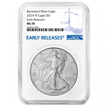 2024-W 1 oz Burnished American Silver Eagle Coin - NGC MS-70 Early Release