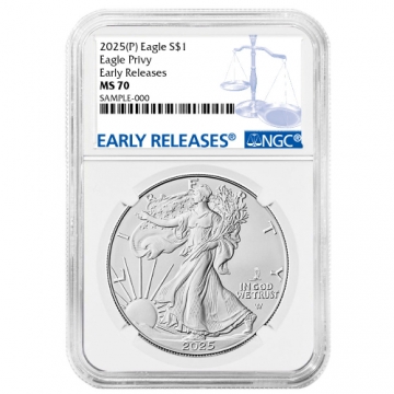 2025(P) 1 oz American Silver Eagle Coin - Eagle Privy - NGC MS-70 Early Release