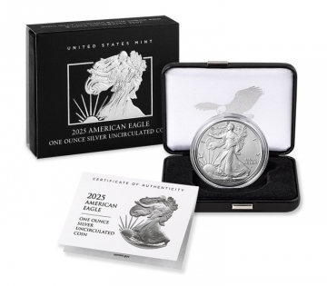 2025-W 1 oz Burnished American Silver Eagle Coin - Gem BU (w/ Box & COA)