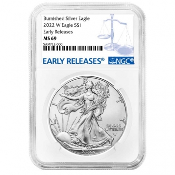 2022-W 1 oz Burnished American Silver Eagle Coin - NGC MS-69 Early Release