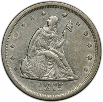1875-S Twenty Cent Piece Silver Coin - About Uncirculated