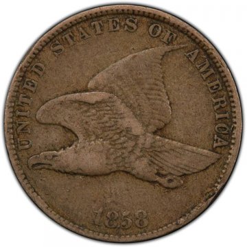 1858 Flying Eagle Cent Coin - Small Letters - Fine