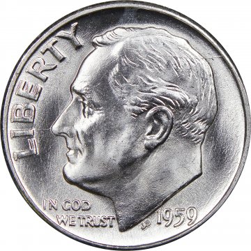 1959 Roosevelt Silver Dime Coin - Choice BU