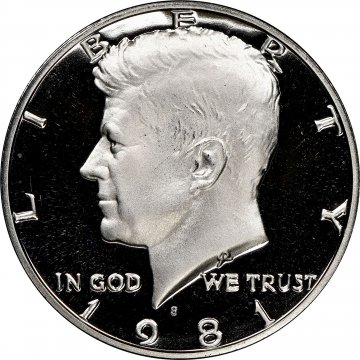 1981-S Kennedy Proof Half Dollar Coin - Type 2 - Choice PF