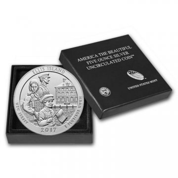 2017-P 5 oz Burnished Ellis Island ATB Silver Coin (w/ Box & COA)