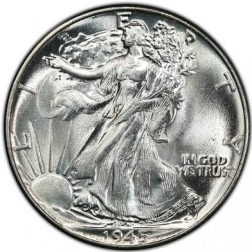 1945 Walking Liberty Silver Half Dollar Coin - BU