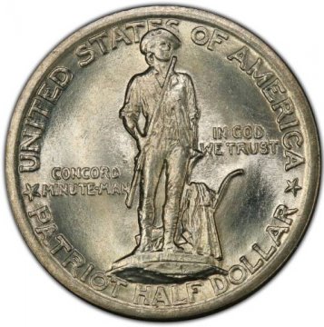 1925 Lexington-Concord Commemorative Silver Half Dollar Coin - BU