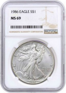 1986 1 oz American Silver Eagle Coin - NGC MS-69
