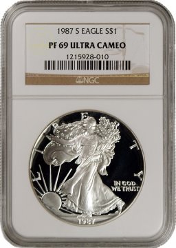 1987-S 1 oz American Proof Silver Eagle Coin - NGC PF-69 Ultra Cameo