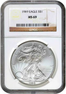 1989 1 oz American Silver Eagle Coin - NGC MS-69