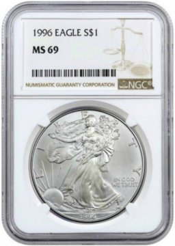 1996 1 oz American Silver Eagle Coin - NGC MS-69