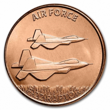 1 oz Copper Round - US Air Force - F-22 Raptor