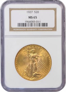 $20.00 Saint Gaudens Gold Double Eagle Coins - Random Dates - PCGS or NGC MS-65