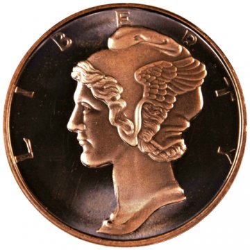 1 oz Copper Round - Mercury Dime Design