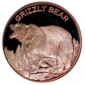 1 oz Copper Round - Grizzly Bear Design