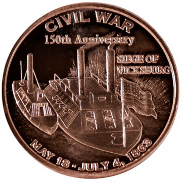 1 oz Copper Round - Civil War Series - Siege of Vicksburg Design