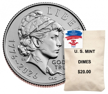 2026 Sesquicentennial Emerging Liberty Dime 200 Count P&D Bag - US Mint Sealed Box