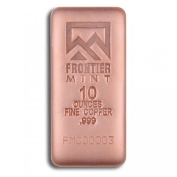 10 oz Copper Bar - Frontier Mint - Box of 50 Bars