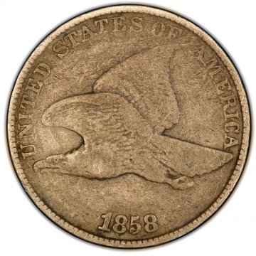 1858 Flying Eagle Cent Coin - Large Letters - Fine