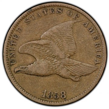 1858 Flying Eagle Cent Coin - Small Letters - Very Fine