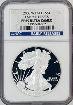 2008-W 1 oz American Proof Silver Eagle Coin - NGC PF-69 Early Release Ultra Cameo