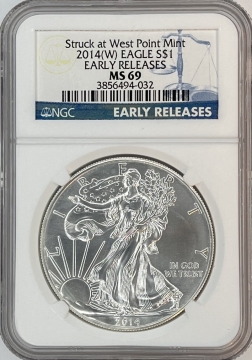 2014(W) 1 oz American Silver Eagle Coin - NGC MS-69 Early Release - Struck at West Point Mint