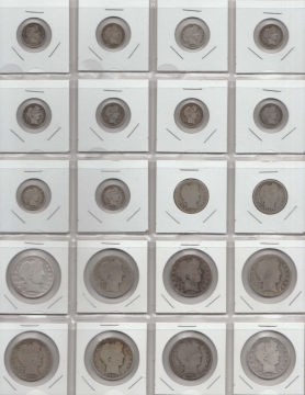 Barber Silver Coinage 20-Coin Pocket Lot - Mixed Denominations