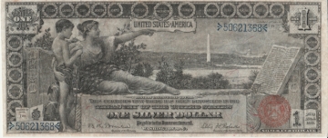 1896 $1.00 Educational Silver Certificate - Large Type - Extremely Fine