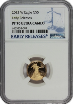 2022-W 1/10 oz Proof American Gold Eagle Coin - NGC PF-70 Ultra Cameo Early Releases