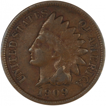 1909 Indian Head Cent Coin - Fine to Very Fine
