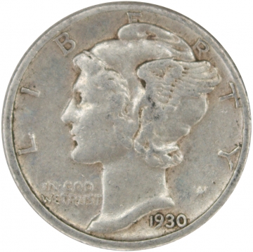 1930 Mercury Silver Dime Coin - Extremely Fine to About Uncirculated