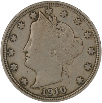 1910 Liberty Head V Nickel Coin - Very Fine