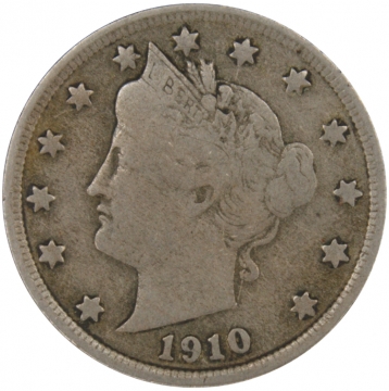 1910 Liberty Head V Nickel Coin - Fine
