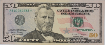 2017 $50.00 U.S. Federal Reserve Note - Star Note - About Uncirculated