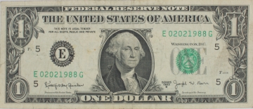 1963B $1.00 Federal Reserve Note - Barr Note - Birthday/Anniversary Serial Number 02/02/1988