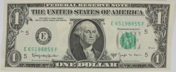 1963B $1.00 Federal Reserve Note - Barr Note - Crisp Uncirculated