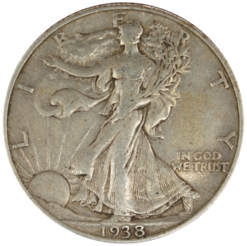 1938 Walking Liberty Silver Half Dollar Coin - Extremely Fine