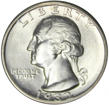 1932 Washington Silver Quarter Coin - Gem BU